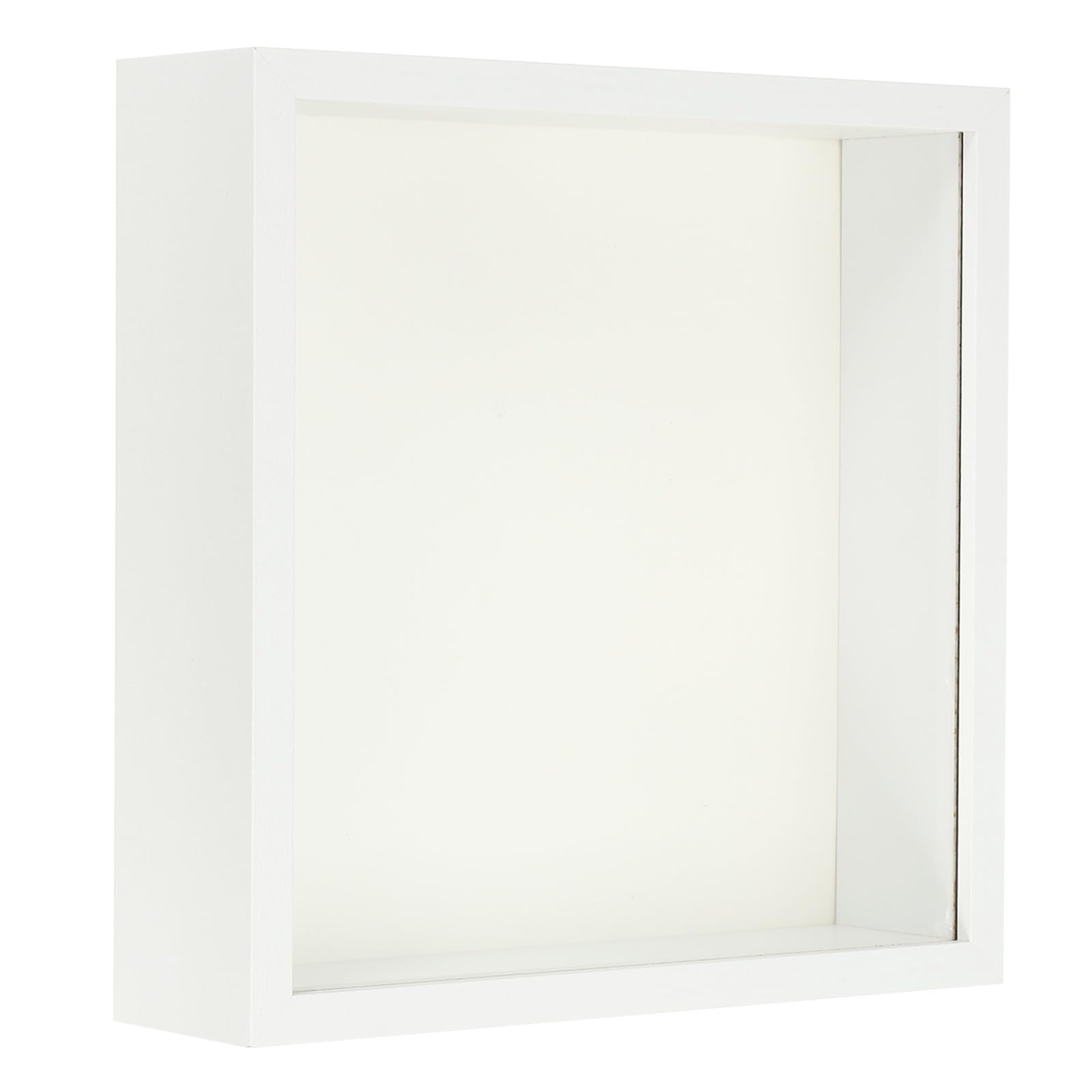 PATIKIL 9x9 Shadow Box Frame, Wooden Dried Flower Display Stand Floating Photo Frame Acrylic Picture Frame for Flowers Ticket Crafts and Photos, White