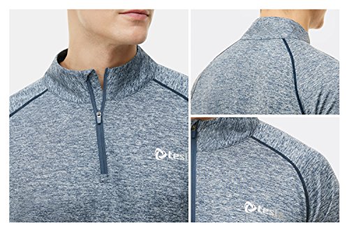Tesla TM-MKZ02-SDN_X-Large Men's 1/4 Zip Cool Dry Active Sporty Shirt MKZ02 - Thumbnail 5