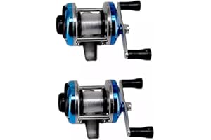 UCCKEYI 2PCS Portable Mini Fishing Reel Aluminum Spool Metal Small Spinning Reel Winter Ice with Fishing line
