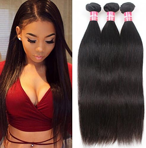 Angels Beauty Brazilian Straight Hair 4 Bundles 7A Grade 100% Virgin Human Hair Extension Unprocessed Silky Straight Hair Bundles Deal with Mixed Lengths 100g/Bundle Natural Color (16 18 20 20)