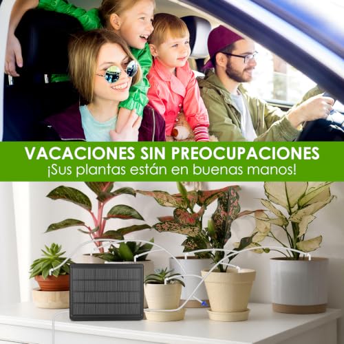 ZWOOS Riego por Goteo Solar, Sistema De Riego Automático con Temporizador, Manguera 15M & 20 Goteros, Recargable USB-C, Kit Riego por Goteo para hasta 20 Plantas, Balcón e Invernadero