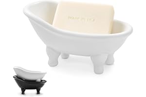 DODOCOCA 1piece 5.6" White Ceramic Mini Bathtub Soap Dish Small Planter Makeup Organizer Container Hamster Bathtub (White)