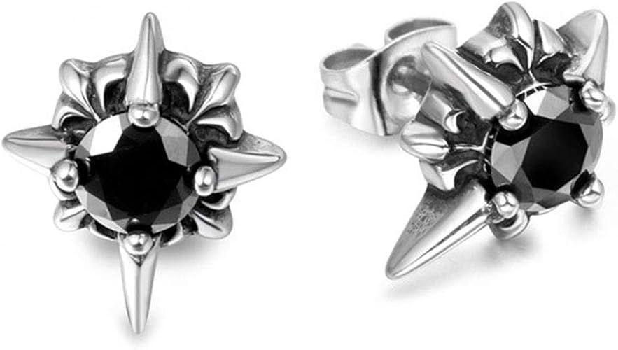 Amazon Rockyu ピアスメンズ シルバー ブラック カッコいい スター 星ピアス 仕上げ ジルコニア チタン製ピアス 肌に優しい アレルギー対応 おしゃれ パンク風 ネックレス 通販