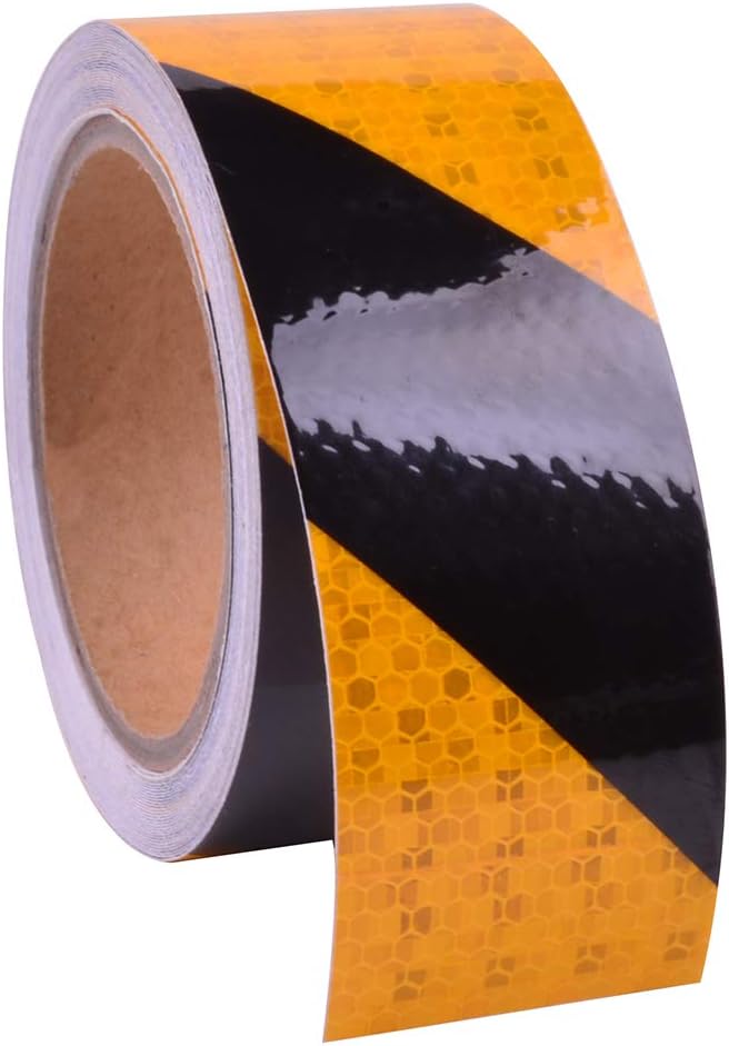 Reflective Hazard Caution Stripe Tape Yellow And Black Stickers Accessories 2" X 30 Feet