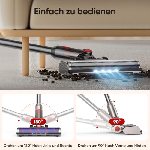 FLYLINKTECH Brush Compatible with Dyson V7, V8, V10, V11, V15 Vacuum Cleaner, Brush with 4-LED Headlights, Flexible Rotation and 2 Replacement Wheels