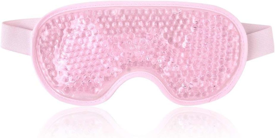 County Aqua Peas Cooling Gel Eye Mask - Cool/Warm Therapy - Perfect for Insomnia Puffy Eyes & Dark Circles (Pink)