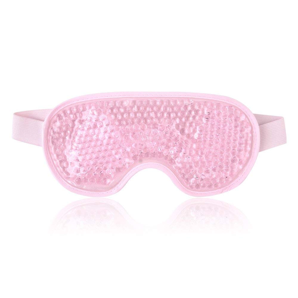 County Aqua Peas Cooling Gel Eye Mask - Cool/Warm Therapy - Perfect For Insomnia, Puffy Eyes & Dark Circles (Pink)