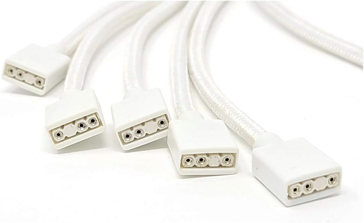 MICRO CONNECTORS 70cm Premium Sleeved 3Pin 1 to 5 Addressable (ARGB