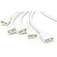 MICRO CONNECTORS 70cm Premium Sleeved 3-Pin 1 to 5 Addressable (ARGB) Splitter Cable (White, F04-15AS70-W)