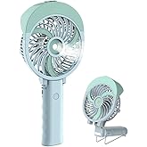 HandFan Personal Misting Fan, 55ml Large Water Tank, Poratable Handheld Rechargeable Mister Fan, Battery Operated Mist Fan, 180°Foldable, 3 Speeds, for Travel, Beach, Camping, Outdoors, Makeup(Green)