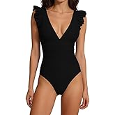 Women's One Piece Ruffle Swimsuit 2026 Tummy Control V Neck Bathing Suit Slimming Swim Suit Casual Summer Swimwear