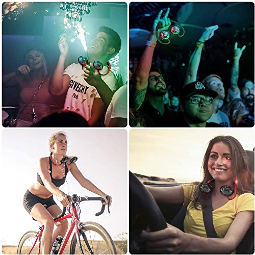 EKUPUZ Hands Free Portable Neck Fan Rechargeable Mini USB Personal Hanging Neck Wearing Fan Sports Fan Led Colorful Aromatherapy Fan or Home Office Travel Indoor Outdoor