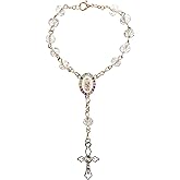 Rimvoe Car Rosary for Rearview Mirror Hanging - Catholic Religious Devout Gift with Virgin Mary Charm and Crucifix, Ideal Catholic Rosary Gifts for Men & Women