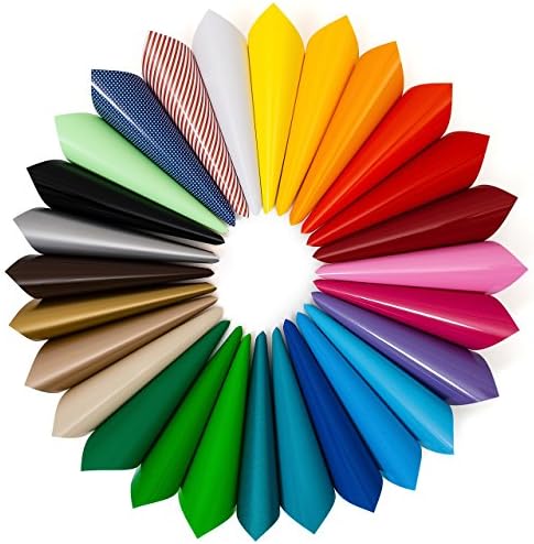 Self Adhesive Vinyl Sheets 12"x12" - Made in USA by Tonebloom - Permanent, 24 Colors, Transfer Paper, Patterns, Glow in the Dark - for Craft Cutting Machines - for Decals Signs