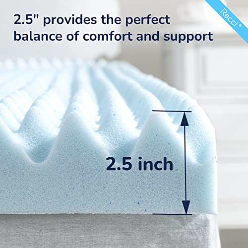 RECCI 2.5 Inch Egg Crate Mattress Topper Queen, Gel Memory Foam