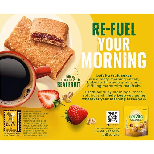 BELVITA FRUIT BAKES, STRAWBERRY, SOFT BAKED BREAKFAST BARS, 5 PACKS (2 FRUIT BARS PER PACK)