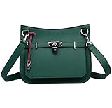 Ainifeel Women's Padlock Genuine Leather Messenger Bag Satchel With Silver Hardware