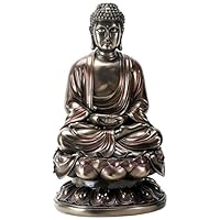 YTC 15 Inch Cold Cast Bronze Colored Resin Meditation Buddha Statue