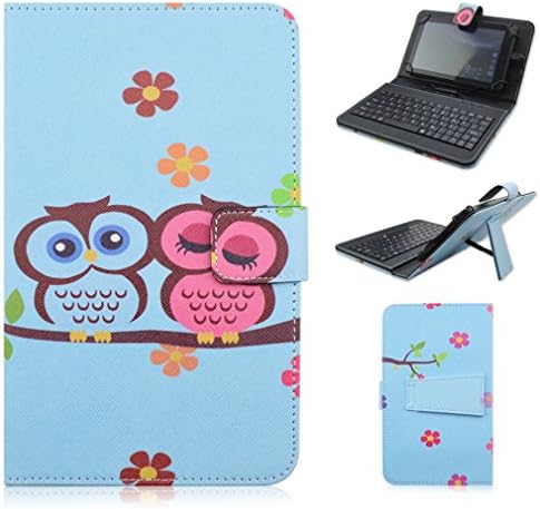 Kimiyoo Samsung Galaxy Tab A 8.0 Tablet Micro USB Keyboard Cover - Universal 8-inch Tablet Case with Micro USB Keyboard for Samsung Galaxy Tab A 8.0 SM-T350 T351 T355 Tablet,Blue OWL