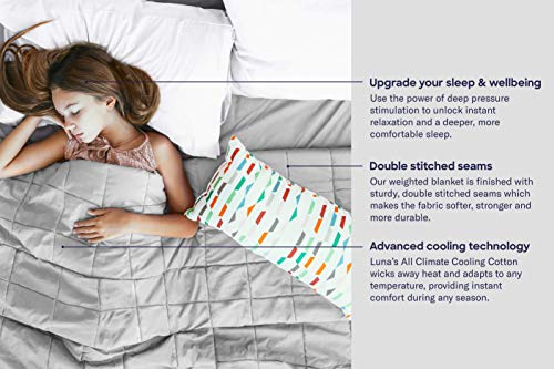 image for LUNA Kids Weighted Blanket | 10 lbs - 41x60 - Twin Size Bed | 100% Oek