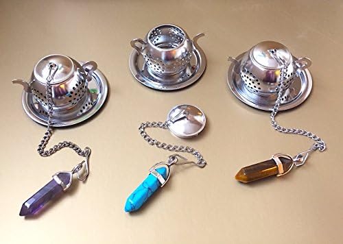 Tea Infuser Gift Set, Tea Strainer & Tea Sample, Natural Stone, Crystal, Stainless Steel, Teapot, Tea Gift, Loose Tea Infuser, Small Gift (Purple Amethyst)