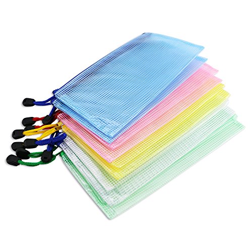 Newbested 30 PCS 5 Colors A4 Plastic Zip File Paper Document Folder Bags Storage Pouch Waterproof Plastic Double Layer Zipper File Bags Invoice pouches Bill Bag Pencil Pouch Pen Bag