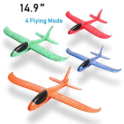 JCREN 4PCS 14.9inch Airplane Toy,Manual Throwing Model Foam Airplane Outdoor Sport Toys for Challenging Circling Functions Flying Aircraft Fun Best Outdoor Fun Gift for Kids Children(14.9inch) - Thumbnail 7