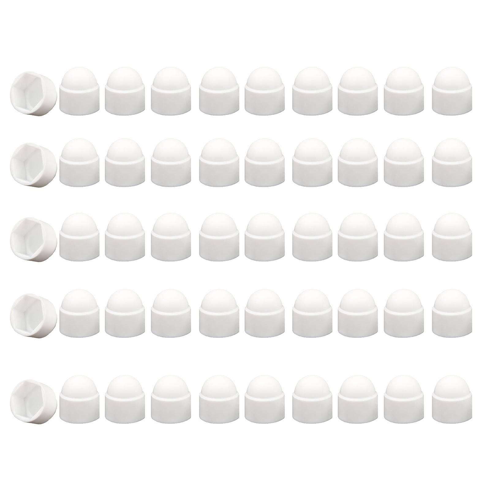 Hex Nut Cover, 50 Pcs 17 mm Plastic Dome Bolt Nut Protection Caps Cover for Bolts, Hex Hexagon Screws, No Thread, (White M10*17 * 20.5)
