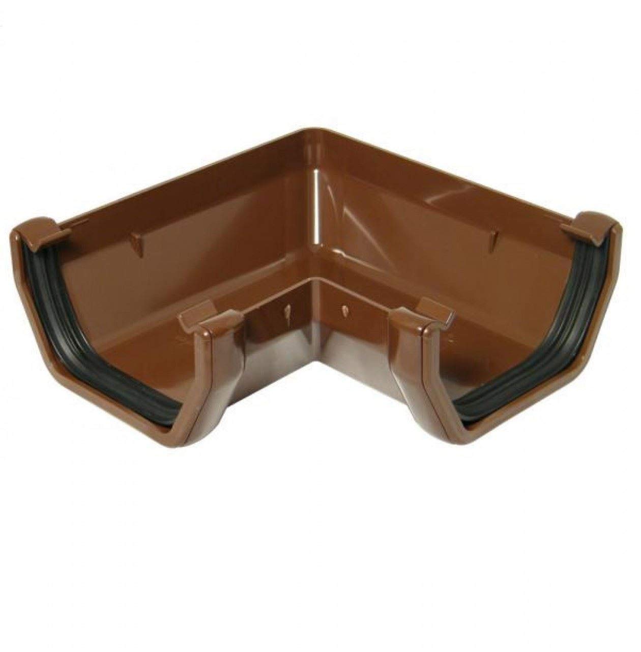 FLOPLAST 114mm Square Gutter 90 Degree Angle - Brown - Pack of 2