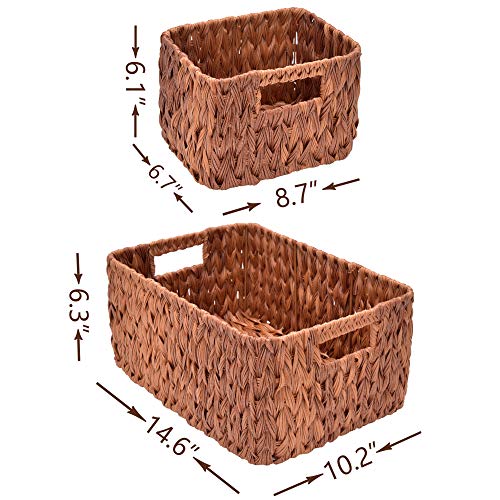 image for StorageWorks Set of 3 Hand Woven Resin Storage Basket, Wicker Shelf St