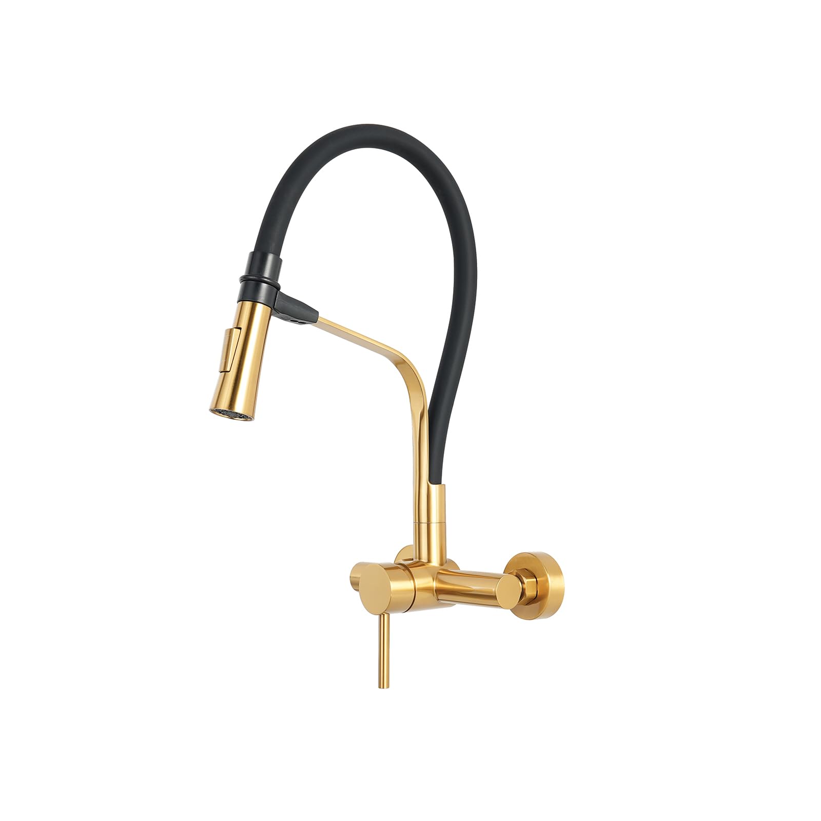 TRYWELL Wall Mount Faucet with Side Sprayer 6 Inch Center Magnetic Docking Flexible Silicone Hose St