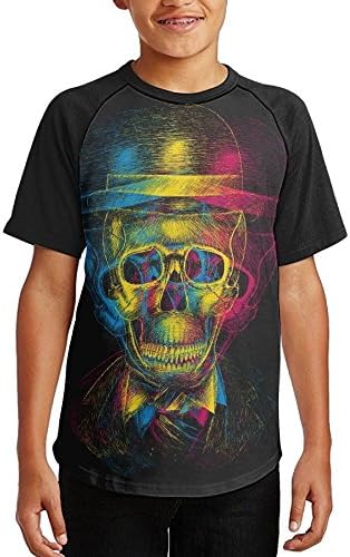 Colorful Skulls O-neck Short Sleeves T-Shirt Casual Baseball T-shirt For Youth Training Fitness Running Sport Shirts