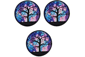 Umama Patch Set of 3 The Tree of Life Iron On Sew On Applique Patches Tree Magical Cartoon Embroidered Badge Patch Decorative Repair Craft Costume or Reward Gift