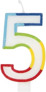 Unique Vibrant Rainbow Border Number 5 Birthday Candle 7cm x 12cm