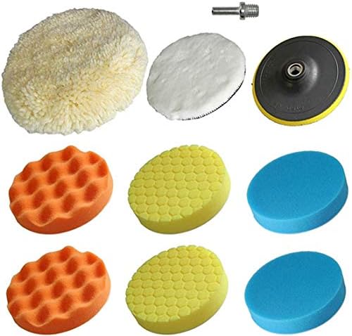 ポリッシャー バフ コンパウンド 豪華10点セット 150mm 洗車 ワックス 電動 ドリル スポンジ ウールバッド取付m14ビットアダプター 羊毛ボンネット 研磨パッド 取り付け 簡単 車 汎用 塗装