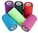 Elasti-Wrap 4 Inch Breathable, Self-Adherent, Self Adhesive Cohesive Bandage Vet Wrap Assorted Colors (6, 12, 18 & 24 Packs) (6 Rolls)