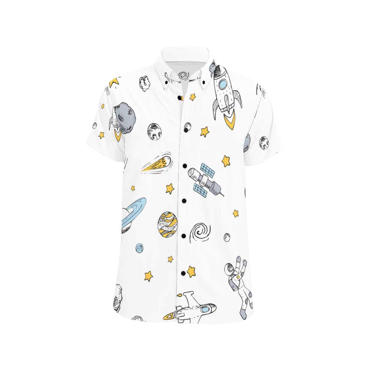Men Botton Up T-Shirt Space Planets Stars Moon Sun Regular Fit Short Sleeve Polo Casual T-Shirts S-5