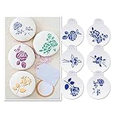 ART Kitchenware 6pcs/set Wedding Roses Cookie Cake Stencil Set Sugar Flowers Cake Decoration Mold ST-904 Beige/Semi-Transparent