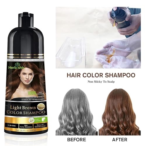 Herbishh Combo Pack-2Pcs Hair Color Shampoo + 1Pc Argan Intense Hair Mask- Dye Shampoo – Colors In Minutes – Long-Lasting Color– 500 Ml (Light Brown)