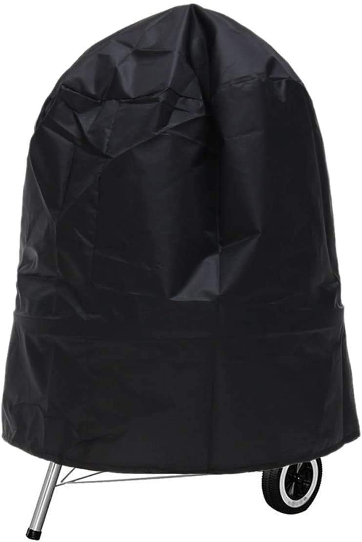 KOKOMALL 210D Barbecue Cover Waterproof Outdoor Round BBQ Covers Gas Grill Protection Heavy Duty Anti-UV with Storage Bag 77x58 CM