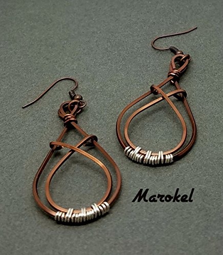 Crossover Copper Earrings Wire Wrapped Square Wire Minimalist