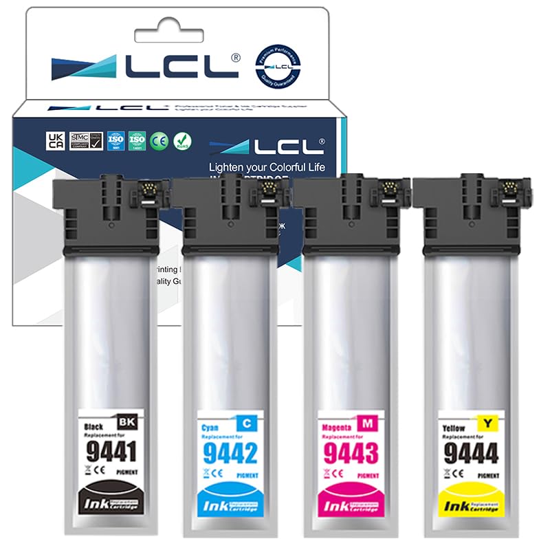 LCL T9441 Compatible Ink Cartridge Replacement for Epson T9441 T9442 T9443 T9444 for Epson WorkForce Pro WF-C5210 WF-C5210DW WF-C5290 WF-C5290DW WF-C5710 WF-C5710DWF WF-C5790 WF-C5790DWF (4 Pack)