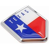 Overdecor Texas Flag Decal Stickers Car Emblem Texas Car Accessories Decorations Chrome Shield Flag Sticker Decals for Cars Truck Vehicles, 2 Pack