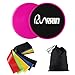 RunRRIn Core sliders and Resistance Bands, Set of 5 Exercise Loop Bands with Double-sided Gliding Discs Workout for Fitness with Carry Bag and Instruction (Pink)
