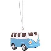 Beach Van Christmas Ornament, Blue and White, Festive Accent, 3 Inches