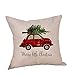 Birdfly Classic Cars in Christmas Throw Pillow Cases Vintage Lovers Cotton Linen Square Cushion Covers Decorative Pillowcase, Fall Winter Home Decor (A)
