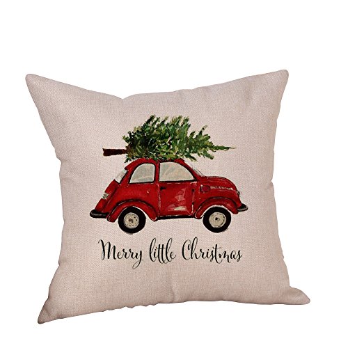 Birdfly Classic Cars in Christmas Throw Pillow Cases Vintage Lovers Cotton Linen Square Cushion Covers Decorative Pillowcase, Fall Winter Home Decor (A)