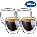 Ecooe Double Wall Glass Espresso Coffee Cups 100 Milliliter Espresso Cup Glasses Set of 4 Demitasse Cups