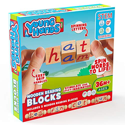 image for Creative Kids Wooden Reading Blocks | [5] Sets of Fun, Educational Spi