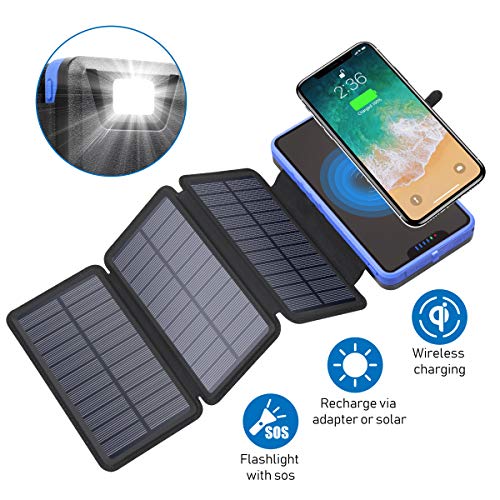 Zonhood Solar Wireless Charger Power Bank 20000mAh, Portable Charger 5W